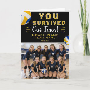 You Survived Our Team Volleyball Coach Letterpress Thank You Card