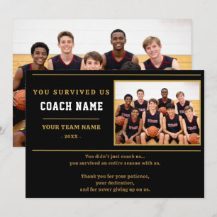 You Survived Us Coach Funny Photo Thank You Card