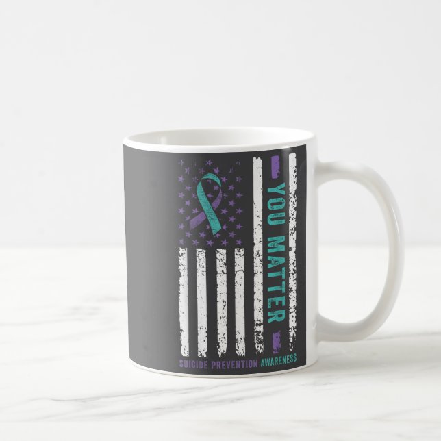 You Teal &amp; Purple Ribbon Suicide Prevention Aw Coffee Mug (Right)