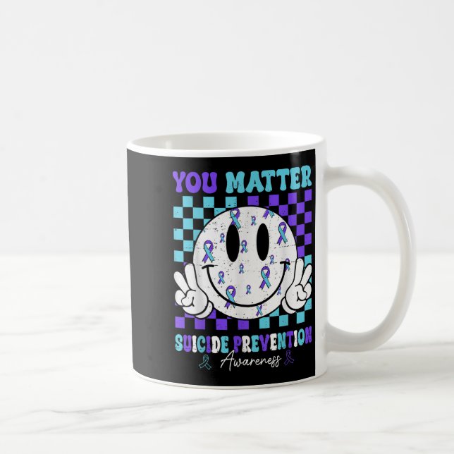 You Teal Purple Ribbon Suicide Prevention Awarenes Coffee Mug (Right)
