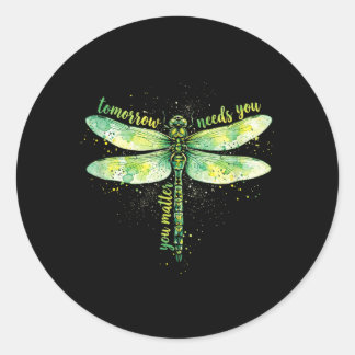You Tomorrow Needs You Dragonfly Mental Health Classic Round Sticker