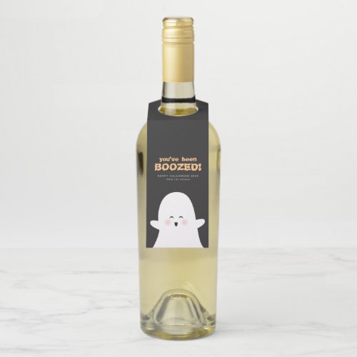 Youve Been Boozed Halloween Cute Ghost  Bottle Hanger Tag