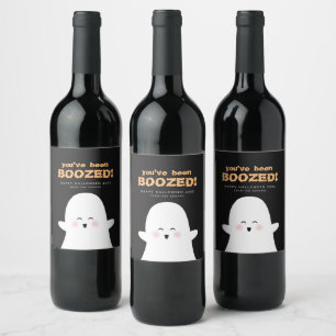 You’ve Been Boozed Halloween Cute Ghost Wine Label