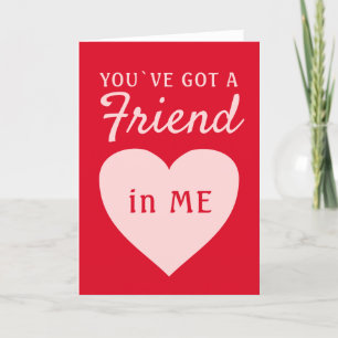 You`ve got a Friend Red Pink Heart Friendship Holiday Card