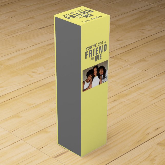 You`ve got a Friend Yellow Gray Photo Friend Wine Wine Box (Front)