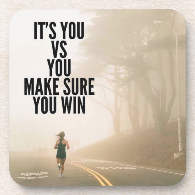 YOU vs YOU - Women's Workout Motivational Drink Coaster (Front)
