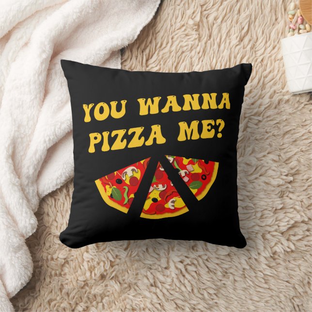 You Wanna Pizza Me Funny Food Pun Throw Pillow (Blanket)