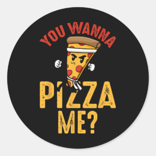 You Wanna Pizza Me Funny Ninja Karate Kawaii Pizza Classic Round Sticker
