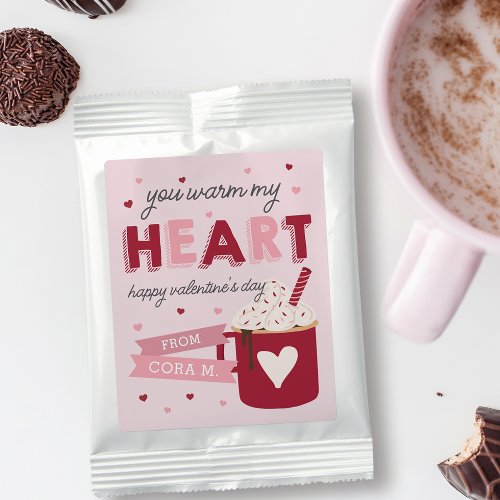 You Warm My Heart Kids Valentines Day Hot Chocolate Drink Mix