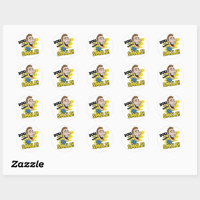 You were born to smile classic round sticker (Sheet)