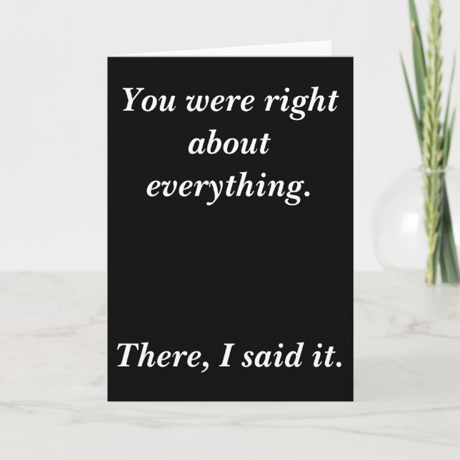 You were right card (Front)