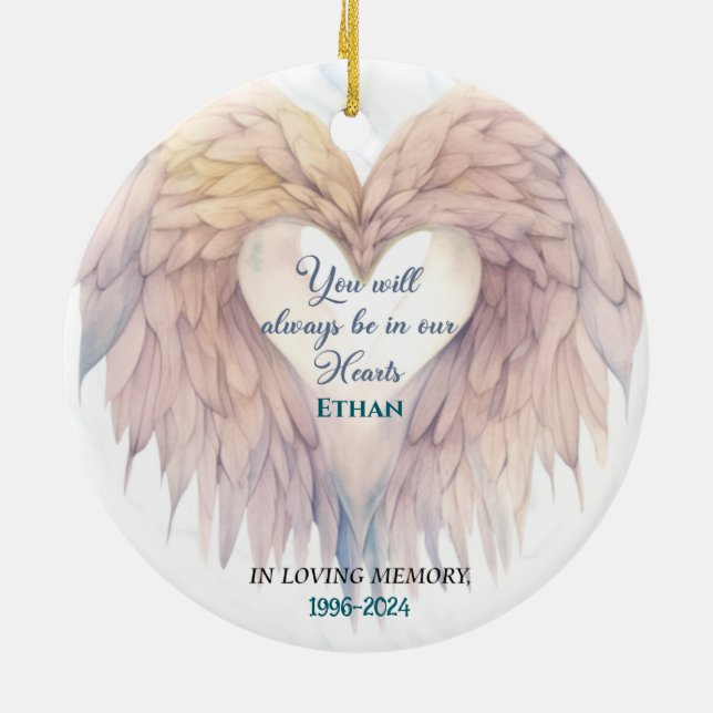 You will always be in our hearts ceramic ornament (Back)