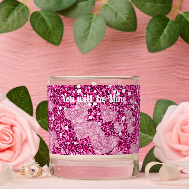 You will be Mine Pink Hearts Scented Candle (Wedding)
