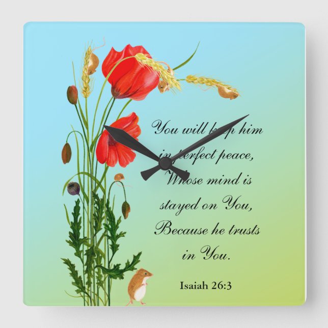 You will keep him in perfect peace Bible Verse Square Wall Clock (Front)