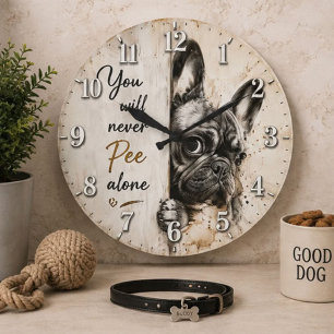 You Will Never Pee Alone French Bulldog Large Clock