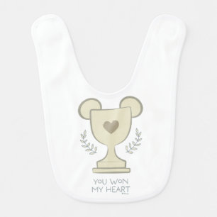 You Won My Heart Mickey Mouse Trophy Graphic Baby Bib