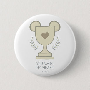You Won My Heart Mickey Mouse Trophy Graphic Button