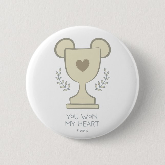 You Won My Heart Mickey Mouse Trophy Graphic Button (Front)