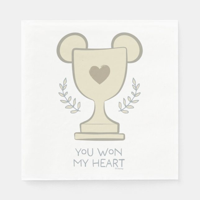 You Won My Heart Mickey Mouse Trophy Graphic Napkins (Front)