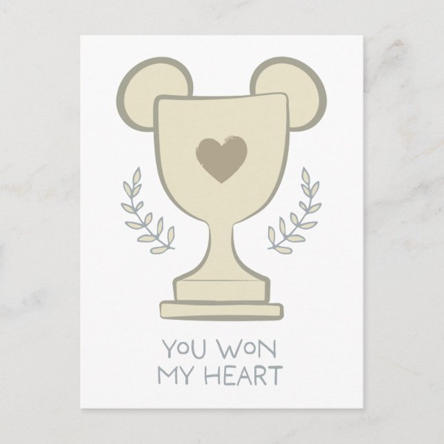 You Won My Heart Mickey Mouse Trophy Graphic Postcard (Front)