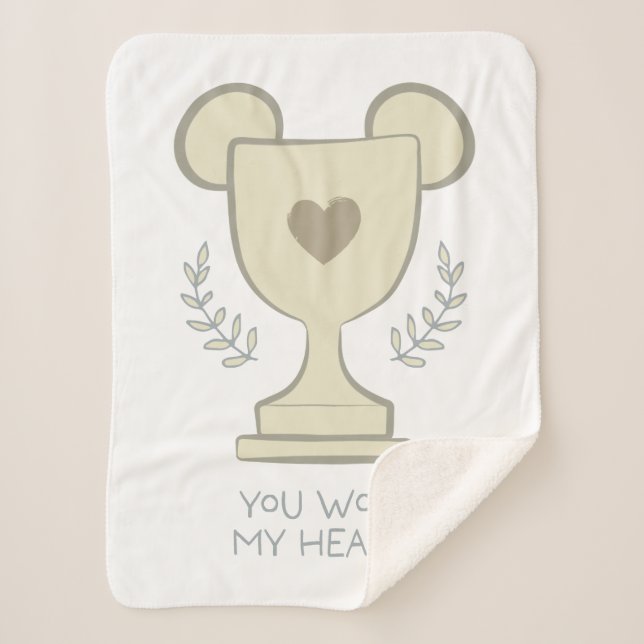 You Won My Heart Mickey Mouse Trophy Graphic Sherpa Blanket (Front)