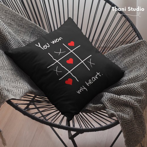 You Won my Heart Tic_Tac_Toe Funny Valentines  Throw Pillow