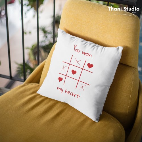 You Won my Heart Tic_Tac_Toe Funny Valentines  Throw Pillow