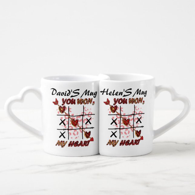 You Won My Heart | Valentines Day Coffee Mug Set (Front Nesting)