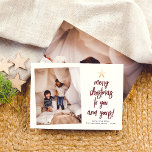 You & Yours Boho Modern 2 Photo Christmas Holiday<br><div class="desc">Send Christmas wishes to your family and friends with this fun, modern holiday card. The right-hand side of this simple design features a faux gold star with "merry christmas to you and yours!" written below in casual brushed script hand lettering in the shape of a Christmas tree. We have chosen...</div>