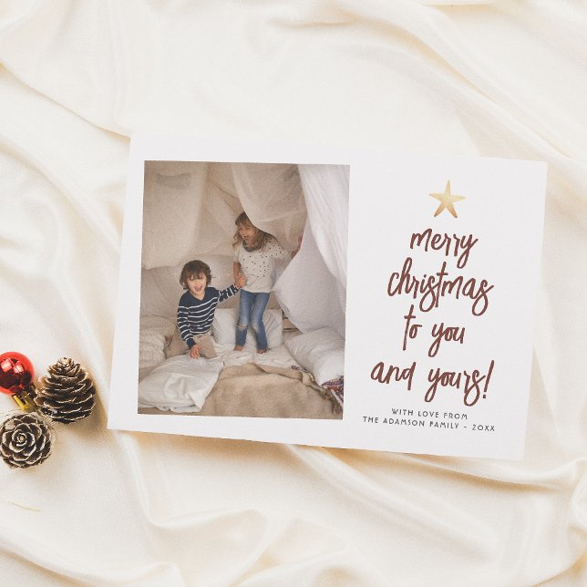 You & Yours Boho Modern 2 Photo Christmas Holiday Card (Creator Uploaded)