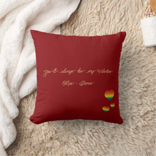 You'll Always Be My Valentine LGBT Hearts Flag Throw Pillow