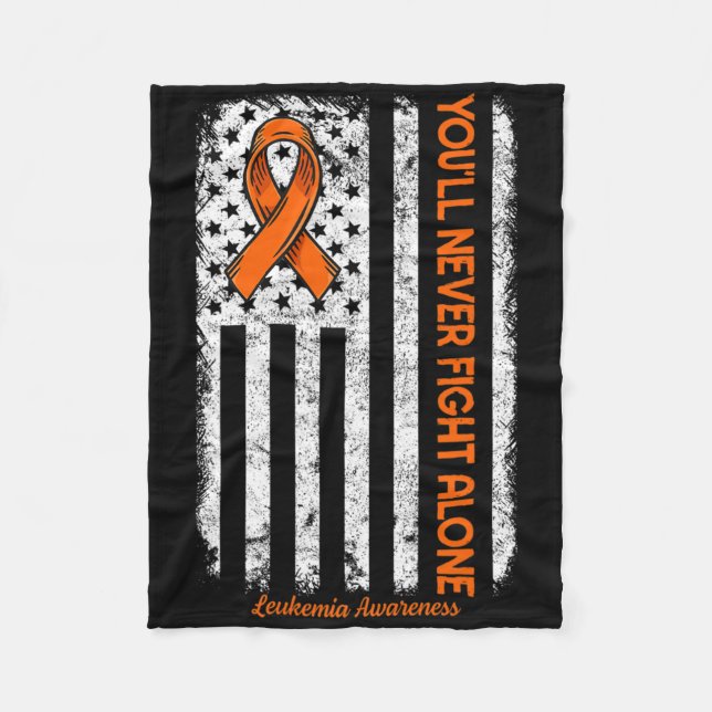 You'll Never Fight Alone Blood Cancer Leukemia Awa Fleece Blanket (Front)