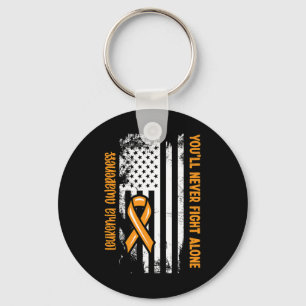 You'll Never Fight Alone Blood Cancer Leukemia Awa Keychain