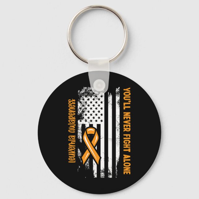You'll Never Fight Alone Blood Cancer Leukemia Awa Keychain (Front)