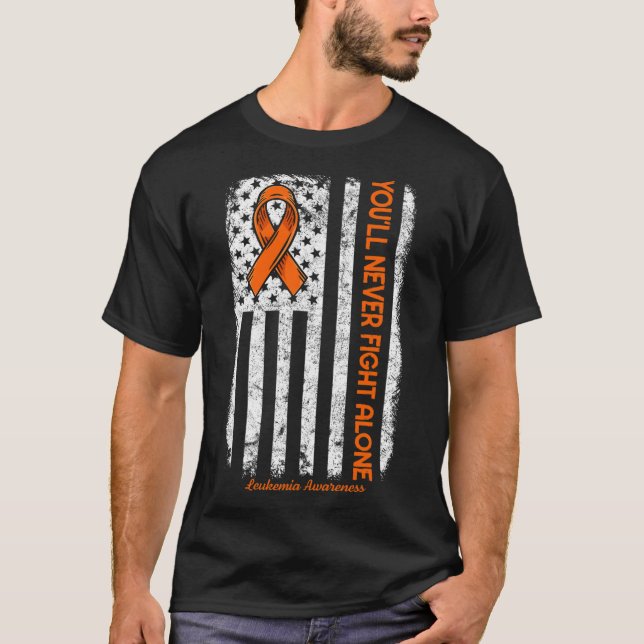 You'll Never Fight Alone Blood Cancer Leukemia Awa T-Shirt (Front)