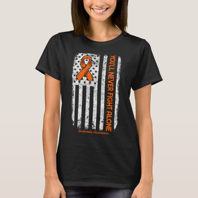 You'll Never Fight Alone Blood Cancer Leukemia Awa T-Shirt (Front)