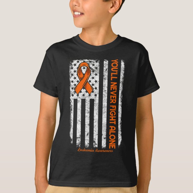 You'll Never Fight Alone Blood Cancer Leukemia Awa T-Shirt (Front)