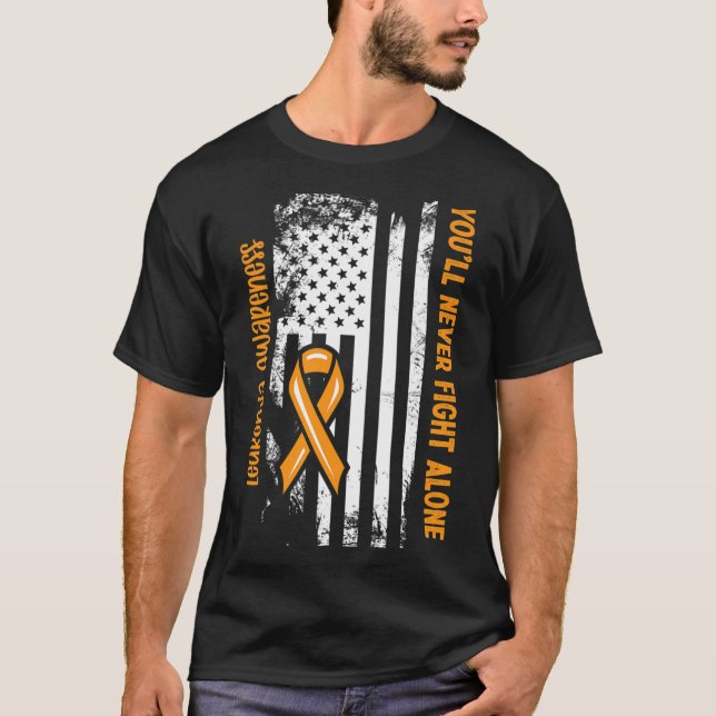 You'll Never Fight Alone Blood Cancer Leukemia Awa T-Shirt (Front)