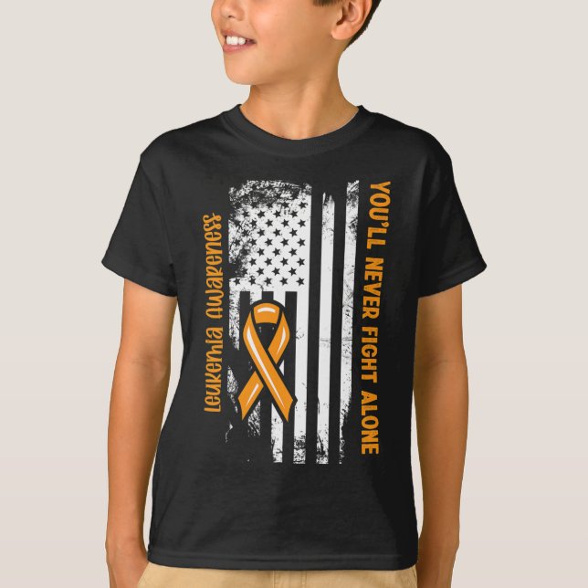 You'll Never Fight Alone Blood Cancer Leukemia Awa T-Shirt (Front)