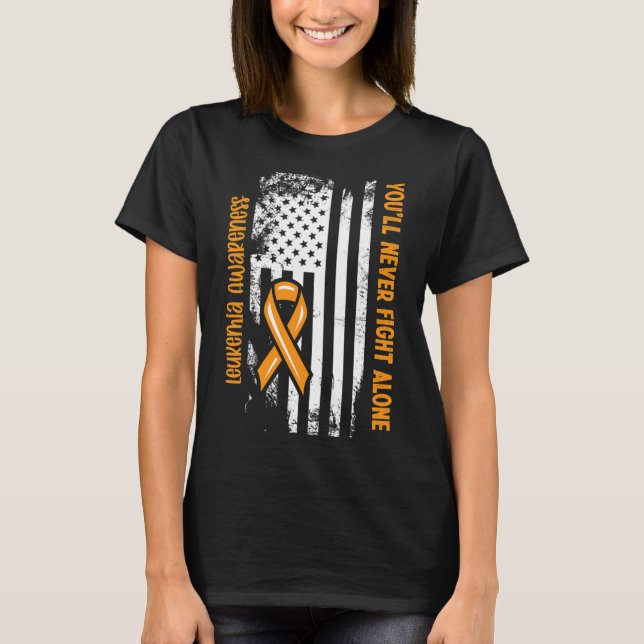 You'll Never Fight Alone Blood Cancer Leukemia Awa T-Shirt (Front)