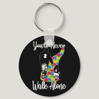 You'll Never Walk Alone Father Daughter Autism Keychain