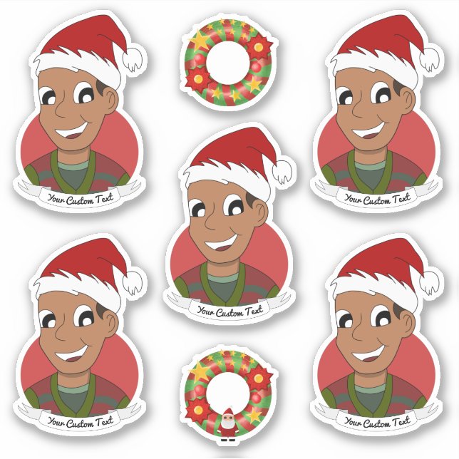 Young African American man Christmas cartoon Sticker (Front)