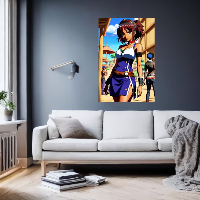 Young African Lady blue white dress | AI Art Poster (Creator Uploaded)