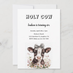YOUNG AND CUTE COW BIRTHDAY PARTY INVITATION