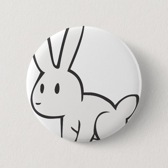 Young and Cute White Rabbit Pinback Button (Front)