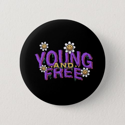 Young and free illustration premium button