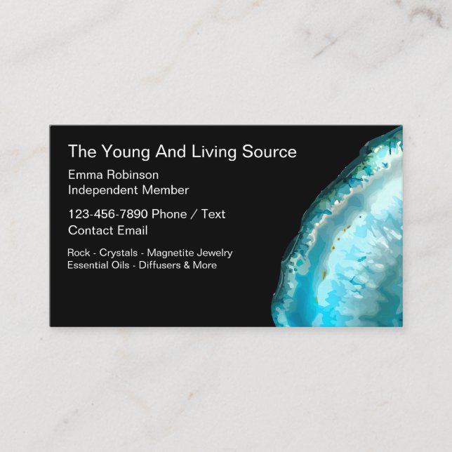 Young And Living Rocks Crystals Jewelry Rep Business Card (Front)