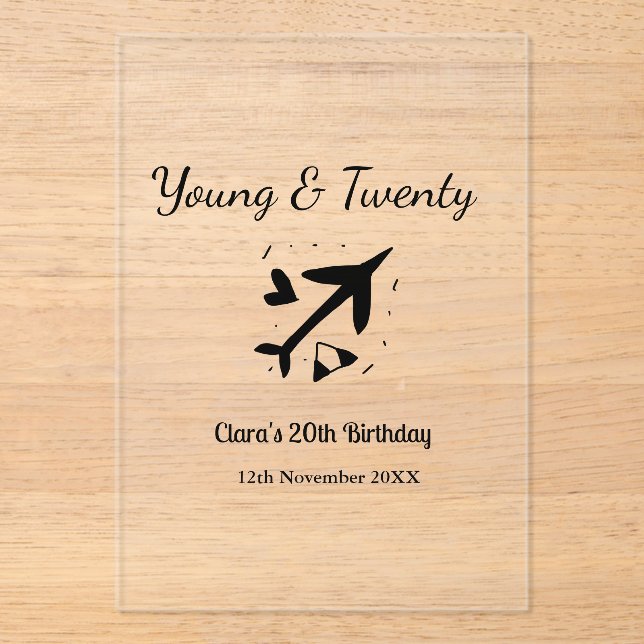 Young and twenty adventure happy birthday add name acrylic invitations (Front)
