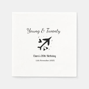 Young and twenty adventure happy birthday add name napkins