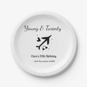 Young and twenty adventure happy birthday add name paper plates